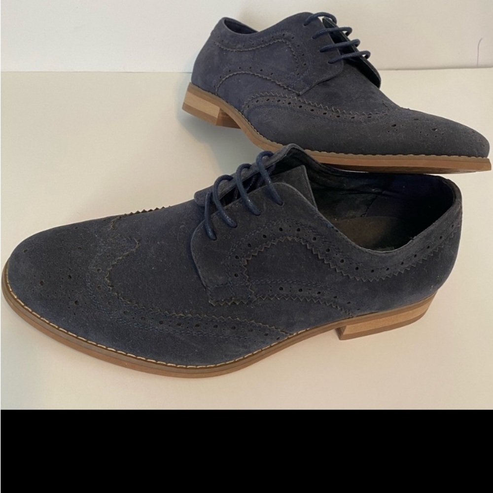 Men's Suede Wingtip Dress Shoes - Navy